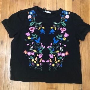 Zara black top with floral print